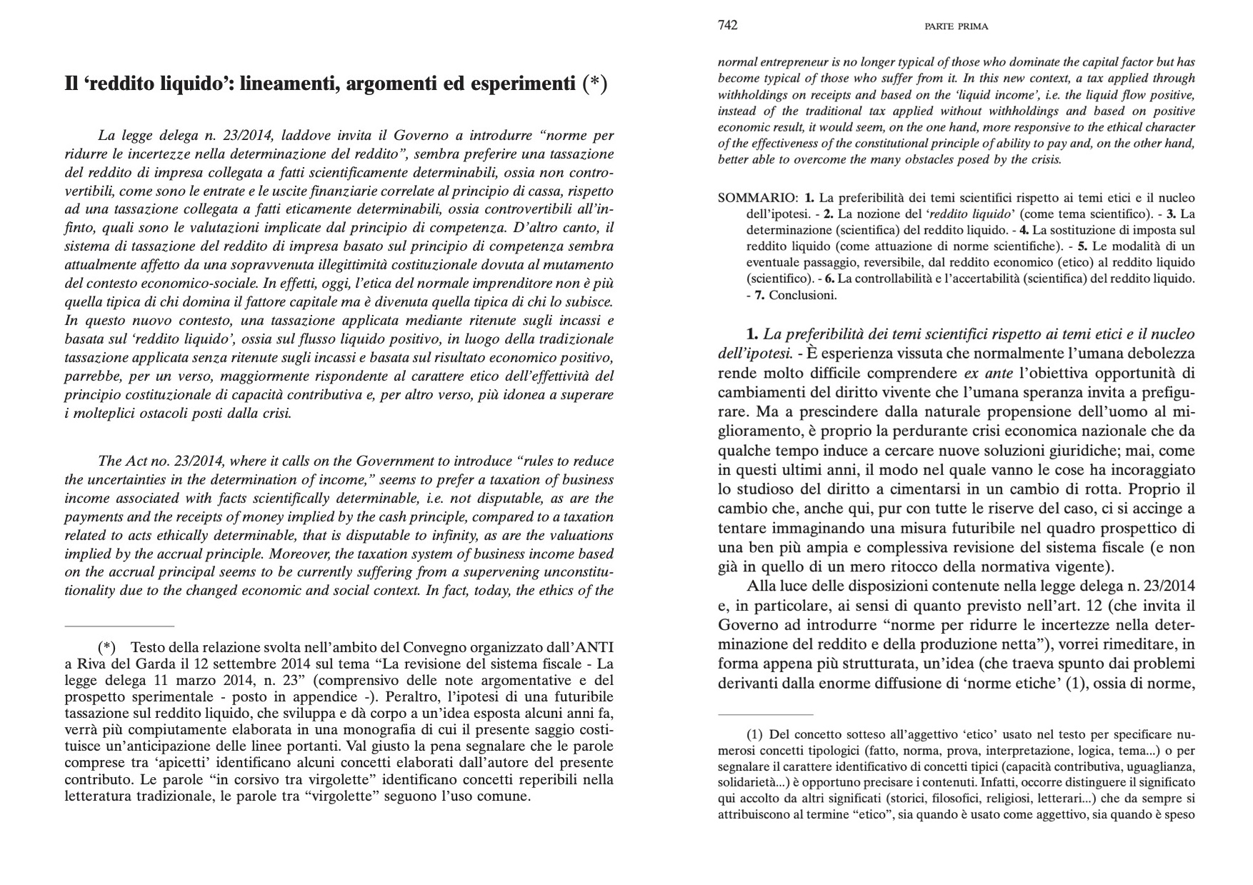 Liquid Income – Net Income - Features, Arguments, and Experiments, Rivista di Diritto Tributario	