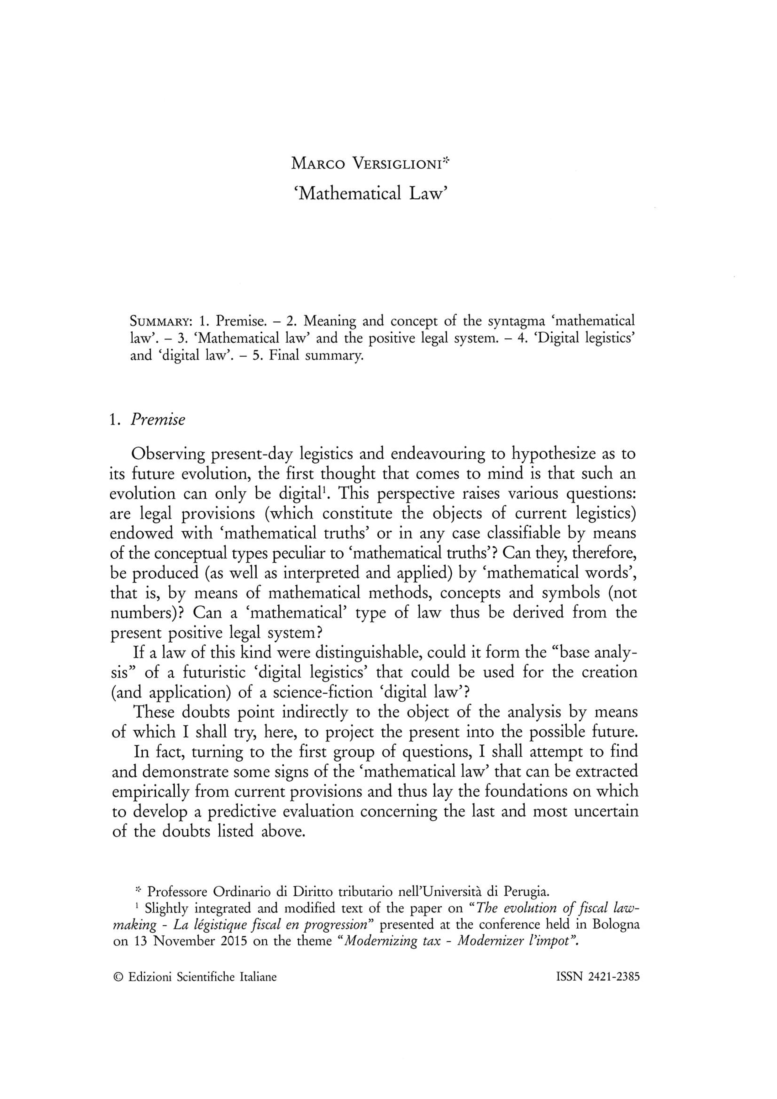 Mathematical Law