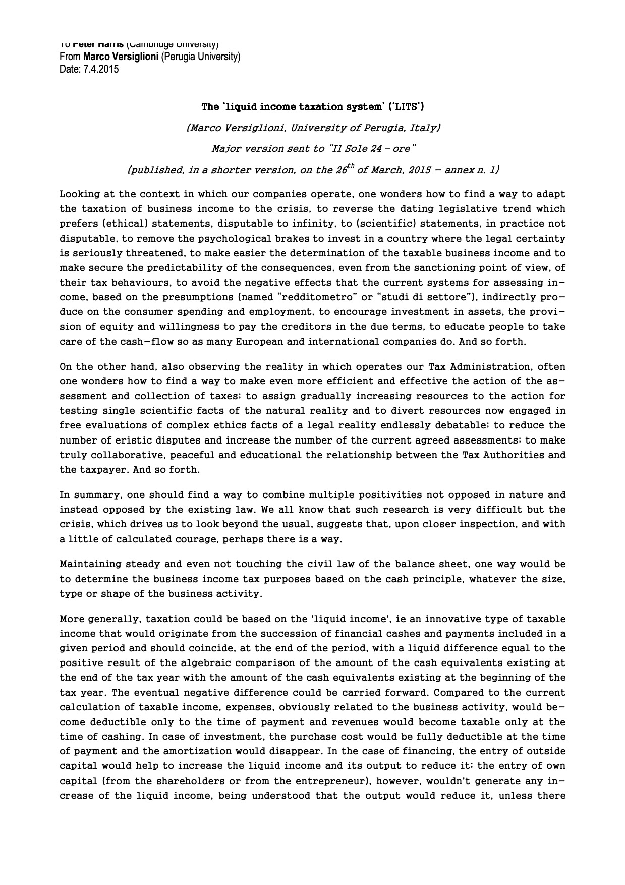 The Liquid Income Taxation System