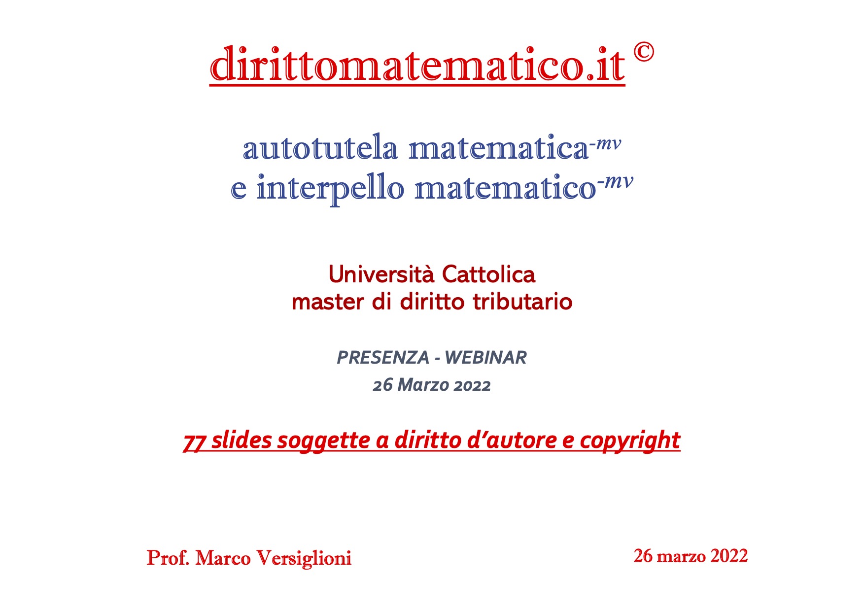 Diritto matematico - Autotutela e interpello